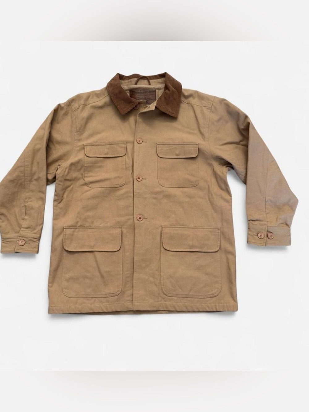 John Wayne Signature Stockade Western Canvas Jacket Corduroy Collar Tan